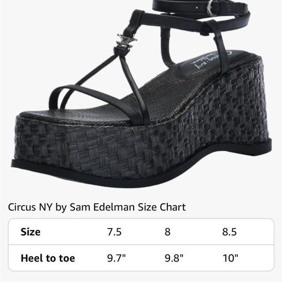 Circus by Sam Edelman Odette Black chunky basketweave wedge Strappy Ankle Buckle - Picture 14 of 14